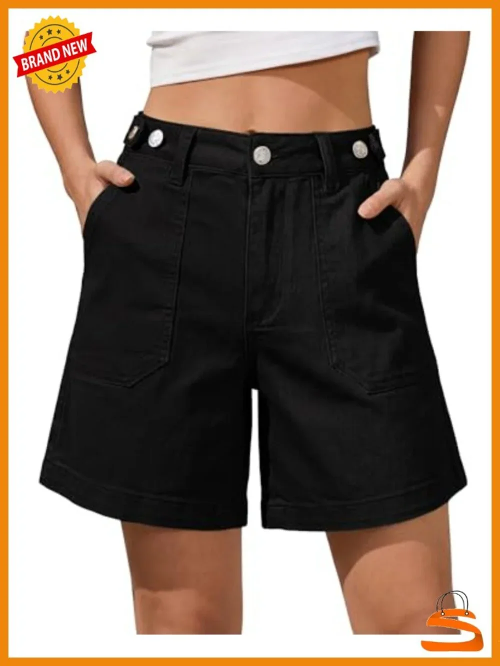 High Waisted Wide Leg Denim Shorts with Cinch Waist Casual Summer Jorts